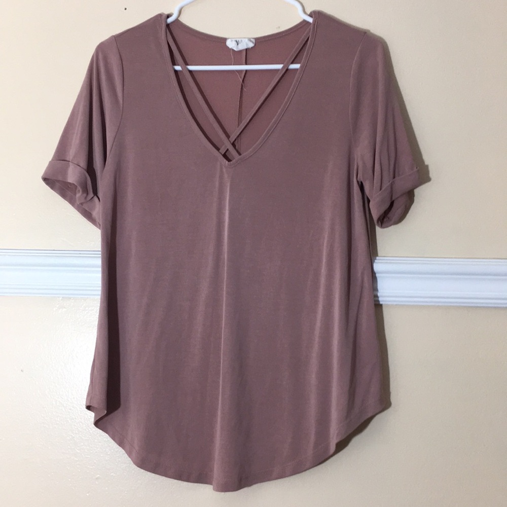 Light pink shirt with cage front detail